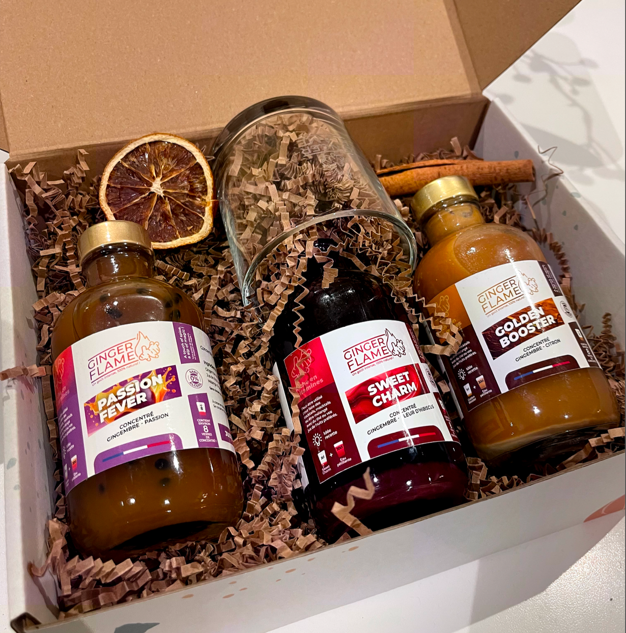 Trio de Concentrés de Jus de Gingembre – Hibiscus, Passion & Citron Vert